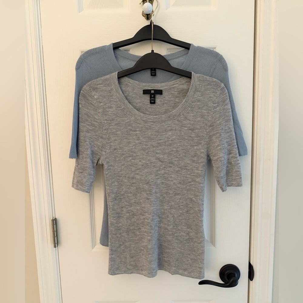 Lot 2 Banana Republic 100% Cashmere Ribbed Short Sleeve Sweater Tops M